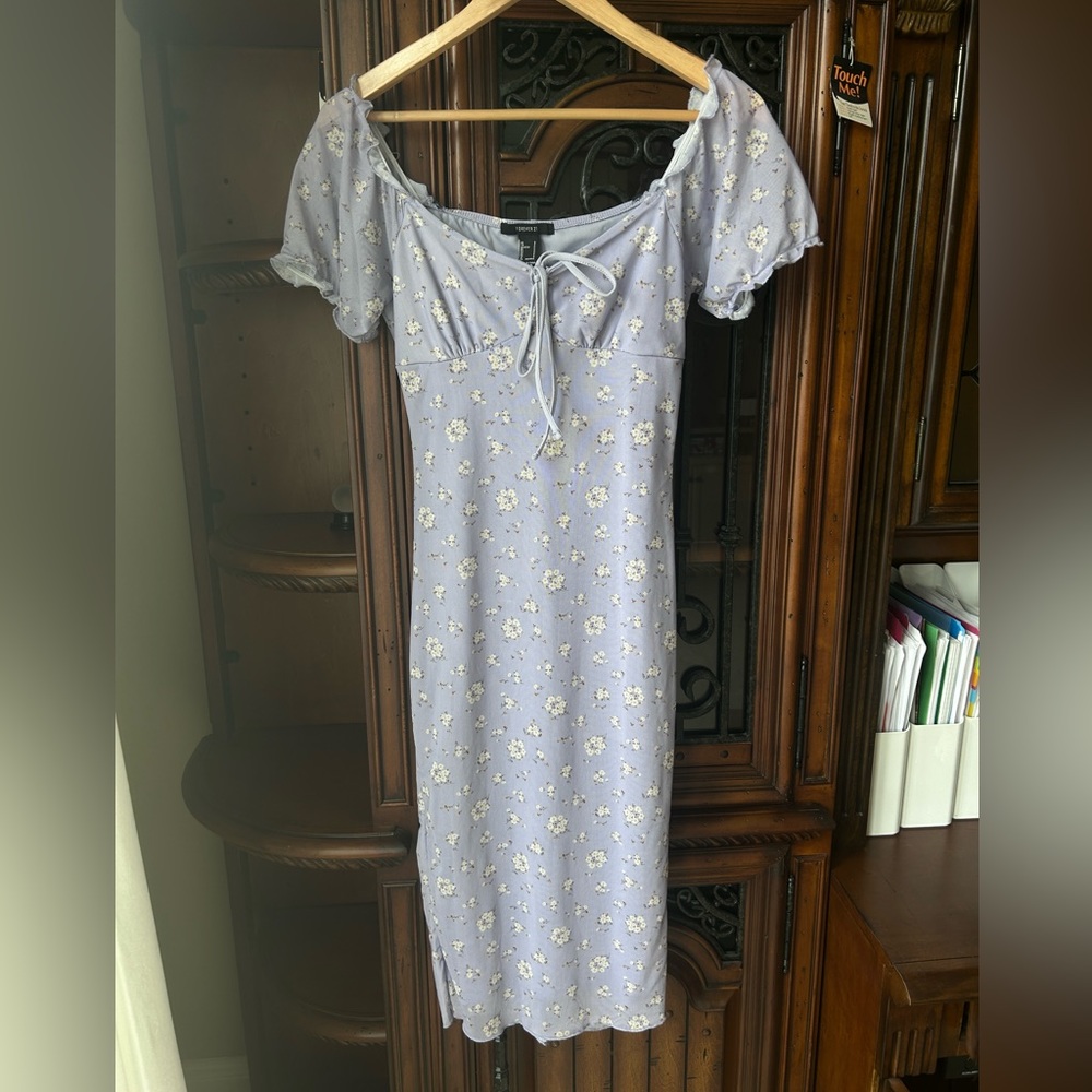 Forever 21 purple floral mesh midi dress